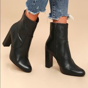 Steve Madden Black Leather Editor Mid-Calf Boots